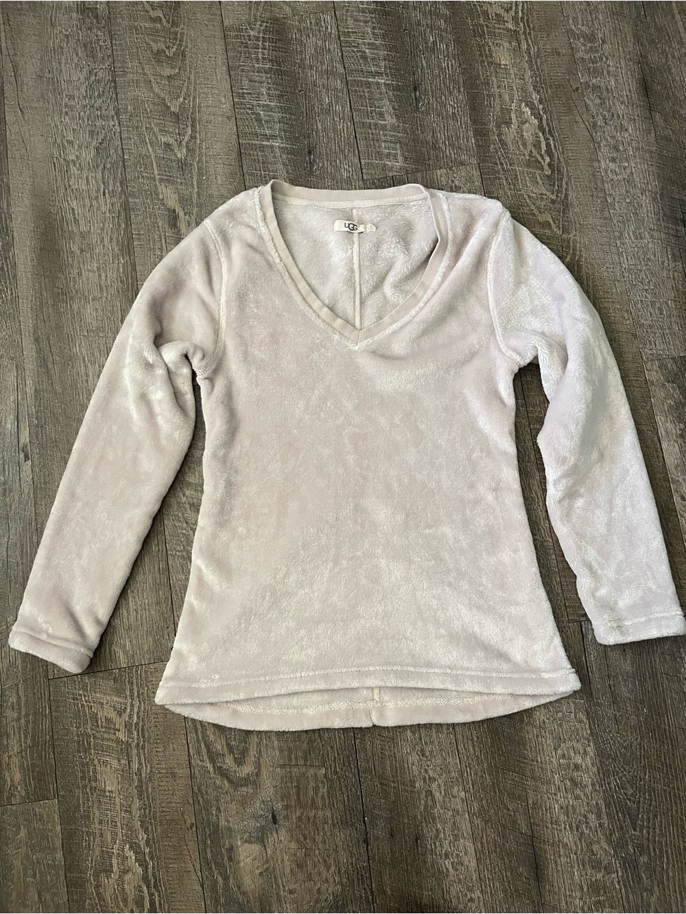 UGG Plush V-Neck Pullover Sweatshirt - Beige